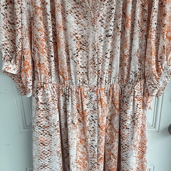 Calvin Klein Orange and Brown Casual Sundress with Dolman Sleeves - Picture 2 of 10
